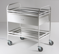 Столик манипуляционный передвижной металлический с бортиками, с двумя полками и выдвижным ящиком - fgospostavki.ru - Одинцово