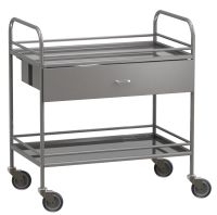 Столик манипуляционный передвижной из нержавеющей стали с бортиками, с двумя полками и выдвижным ящиком - fgospostavki.ru - Одинцово