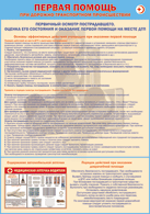 Таблица "Первичный осмотр пострадавшего, оценка его состояния и оказание первой помощи на месте ДТП" (100х140 сантиметров, винил) - fgospostavki.ru - Одинцово