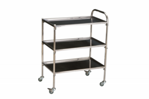 Столик инструментальный передвижной из нержавеющей стали с тремя полками (импортные колеса) - fgospostavki.ru - Одинцово